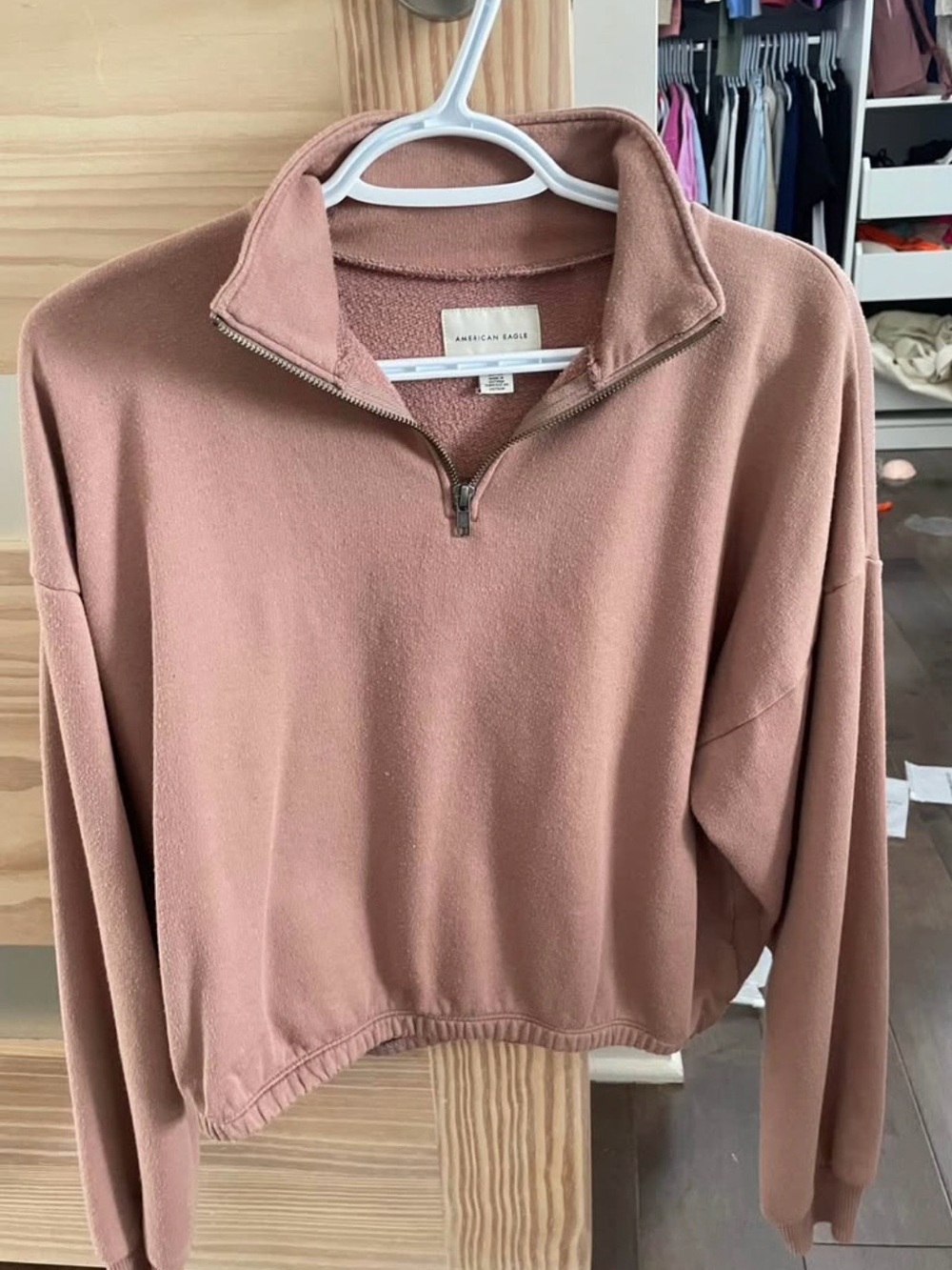 American Eagle Outfitters Women’s Mauve Half-Zip Sweatshirt - small